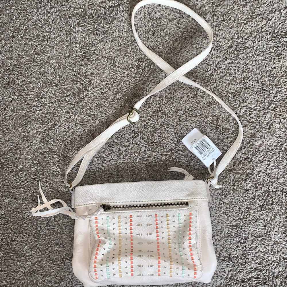 NWT real leather purse, adjustable strap